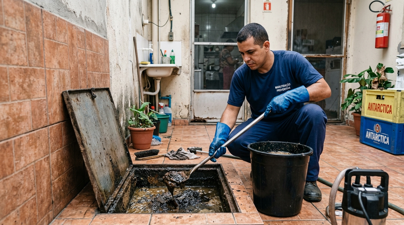 Remoção de Gordura Acumulada na Aparecida, Santos‑SP